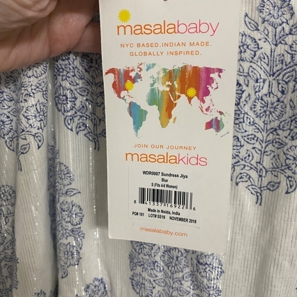 Masalababy New Floral Maxi Sundress w/ Metallic Threading in Blue & White - Picture 13 of 15